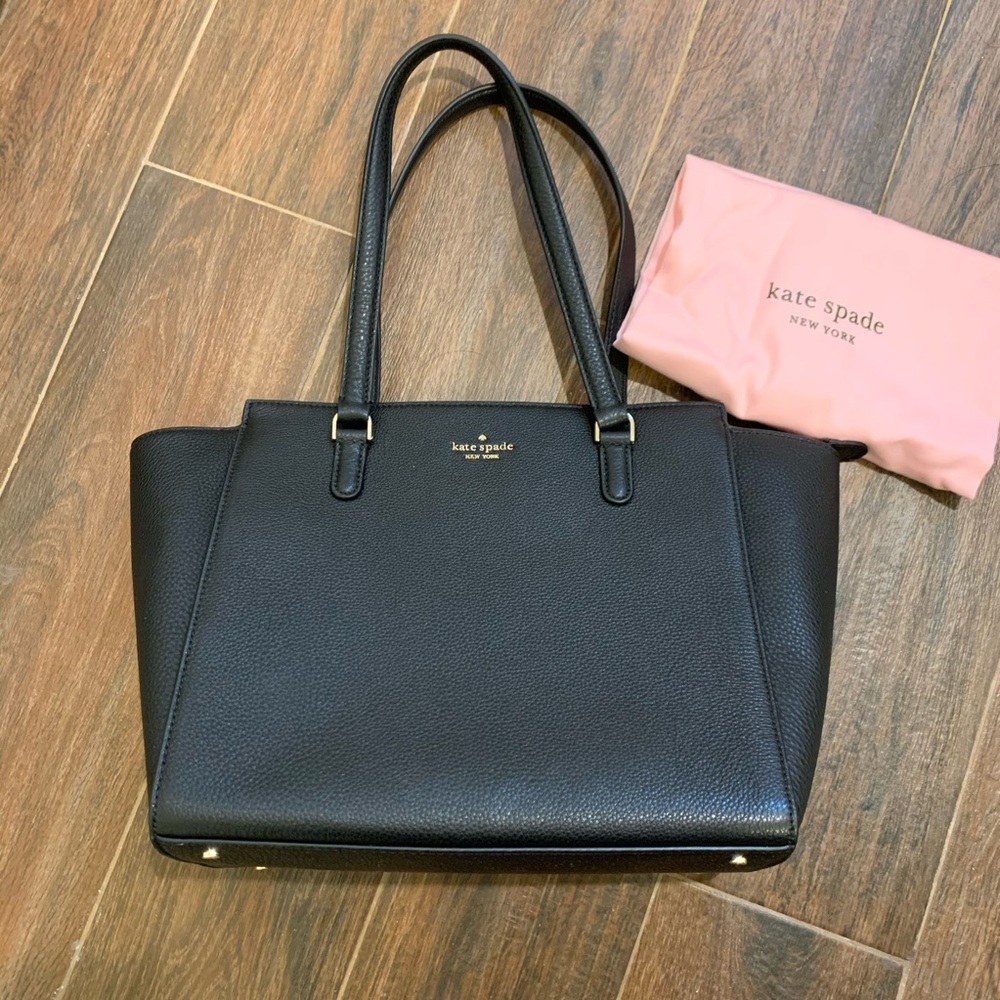Kate Spade Black Pebbled Leather Jackson Medium Tote NWT
